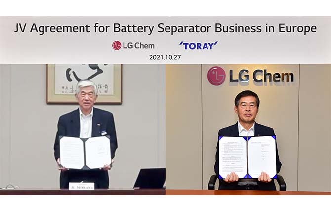 LG화학, 日 도레이와 헝가리에 분리막 합작법인 설립 “1조원 이상 투자, 연간 8억m² 분리막 생산”